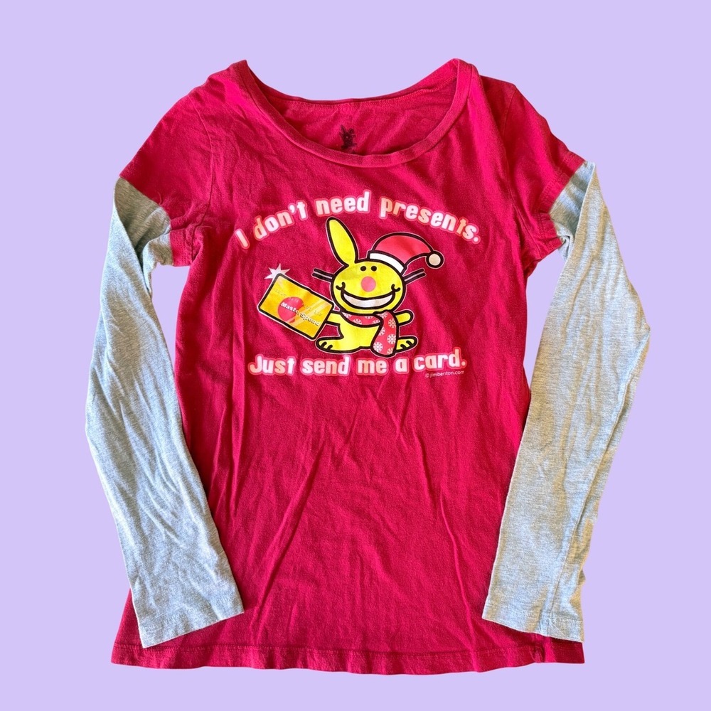Y2K It's Happy Bunny Jim Benton Graphic Tee Layered Long Sleeve Scene #19